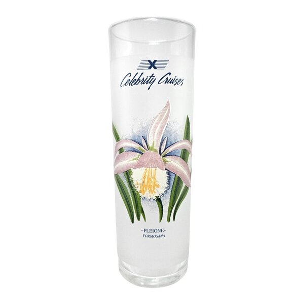 Celebrity Cruises Frosted Tropical Orchid Highball Collins Glasses Set Of 7 - Picture 11 of 11